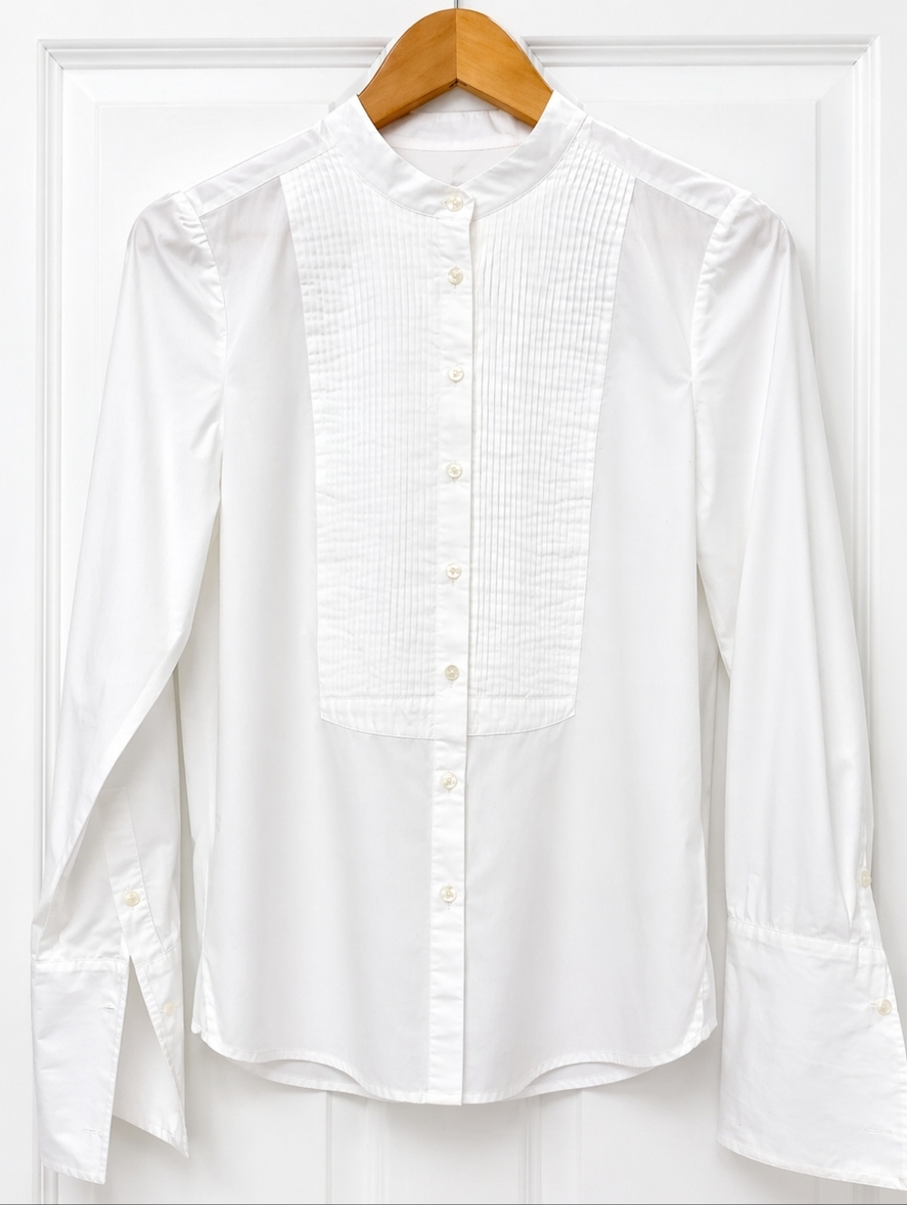 Madewell White Pintuck Front Tuxedo Shirt